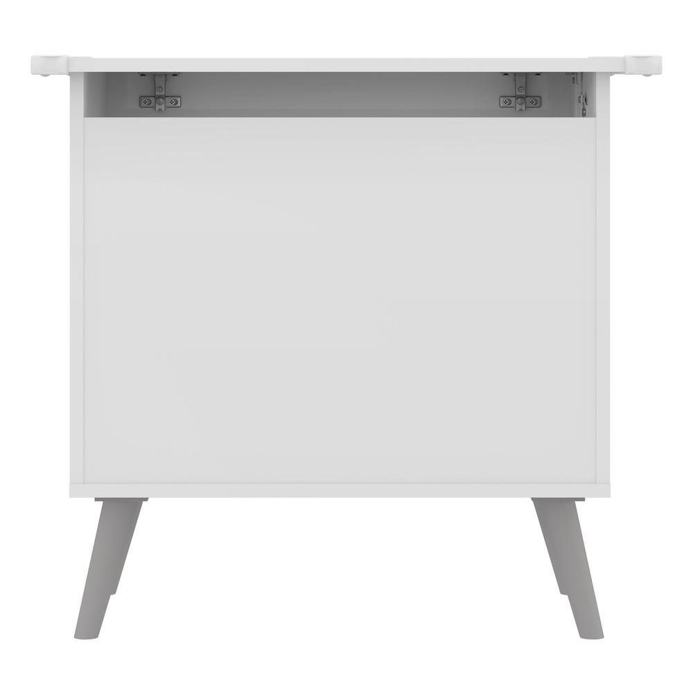 Baú Organizador Caixa de Brinquedos Retrô Multimóveis Branco/Cinza