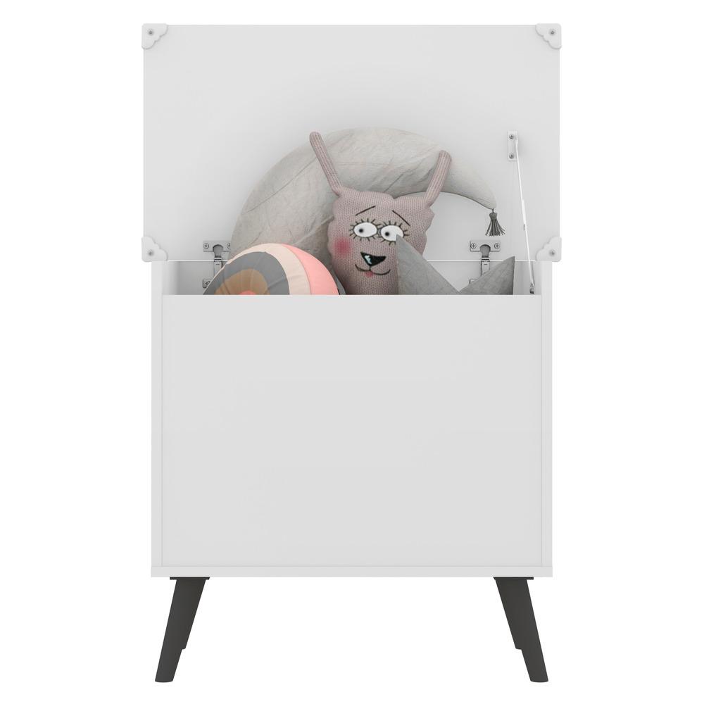 Baú Organizador Caixa de Brinquedos Retrô Multimóveis Branco/Preto