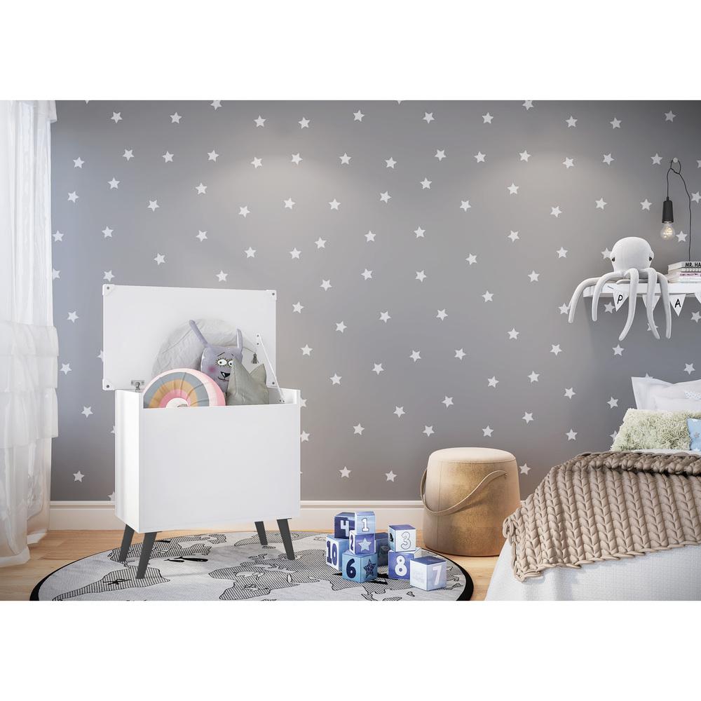 Baú Organizador Caixa de Brinquedos Retrô Multimóveis Branco/Preto