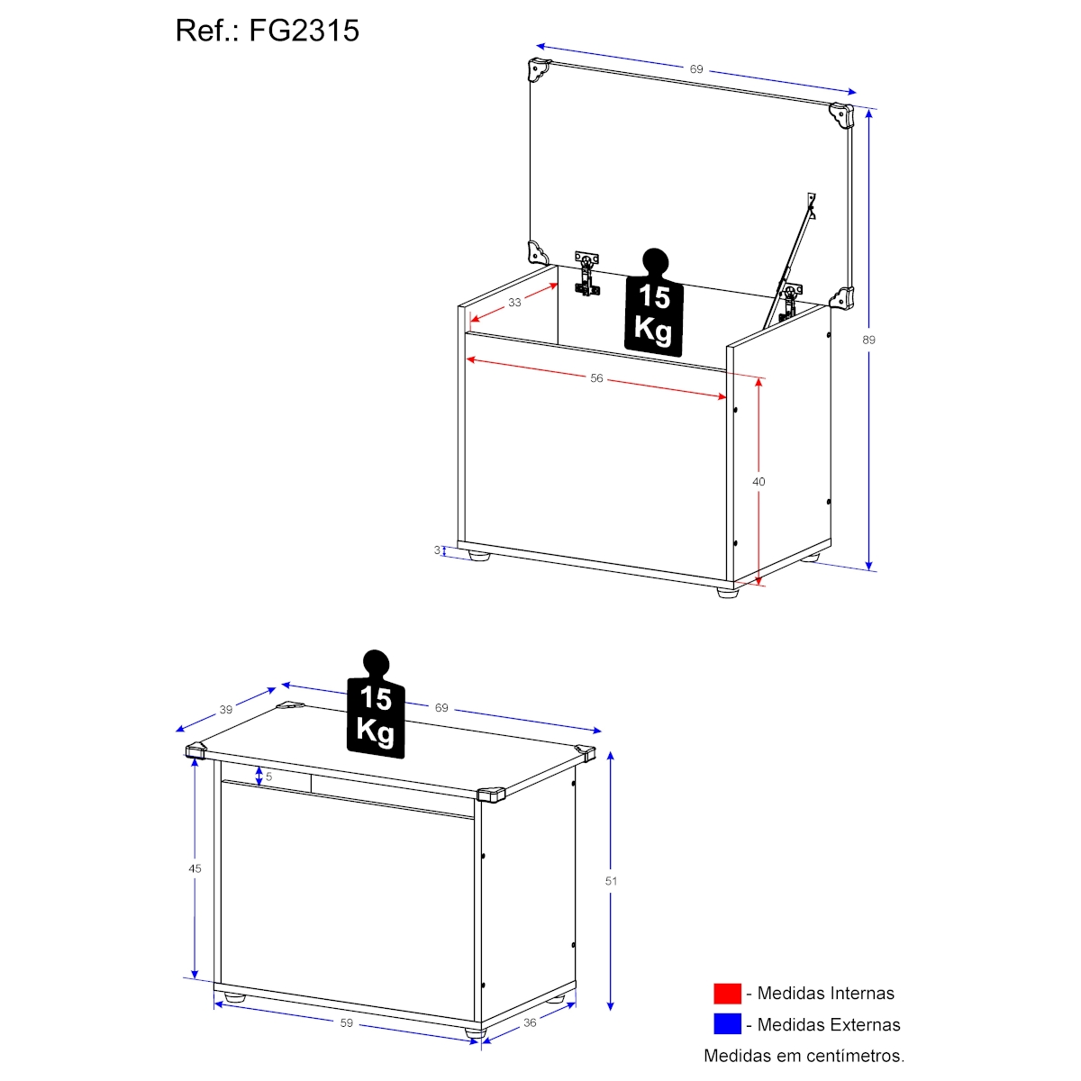 Baú Organizador Multimóveis FG2315 Branco