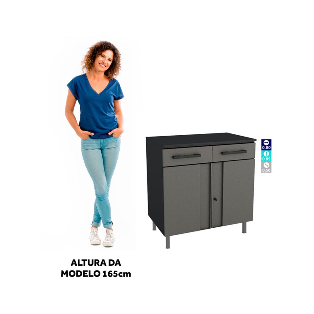 Balcão Aço Lavanderia Multiuso Multimóveis CR6045 Cinza/Pto