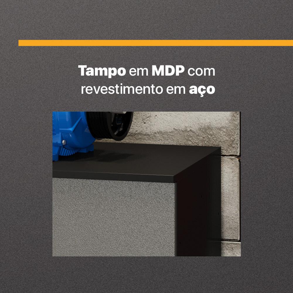 Balcão Aço Lavanderia Multiuso Multimóveis CR6045 Cinza/Pto