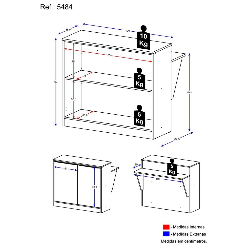 Balcão Bancada/Mesa Cozinha 5484 Multimóveis Madeirado