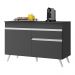 Balcão Cozinha 120cm 2 Portas 1 Gaveta Veneza Multimóveis V3680 Preto/Branco