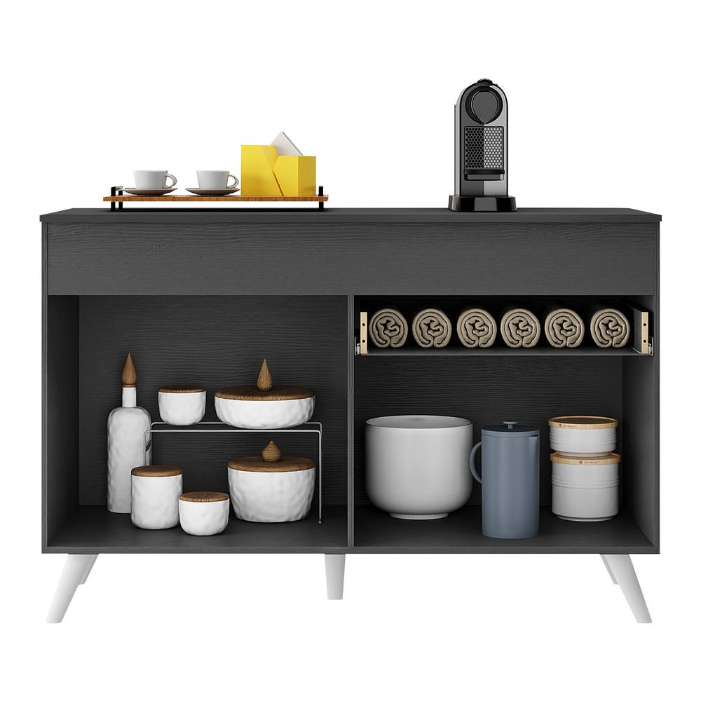 Balcão Cozinha 120cm 2 Portas 1 Gaveta Veneza Multimóveis V3680 Preto/Branco