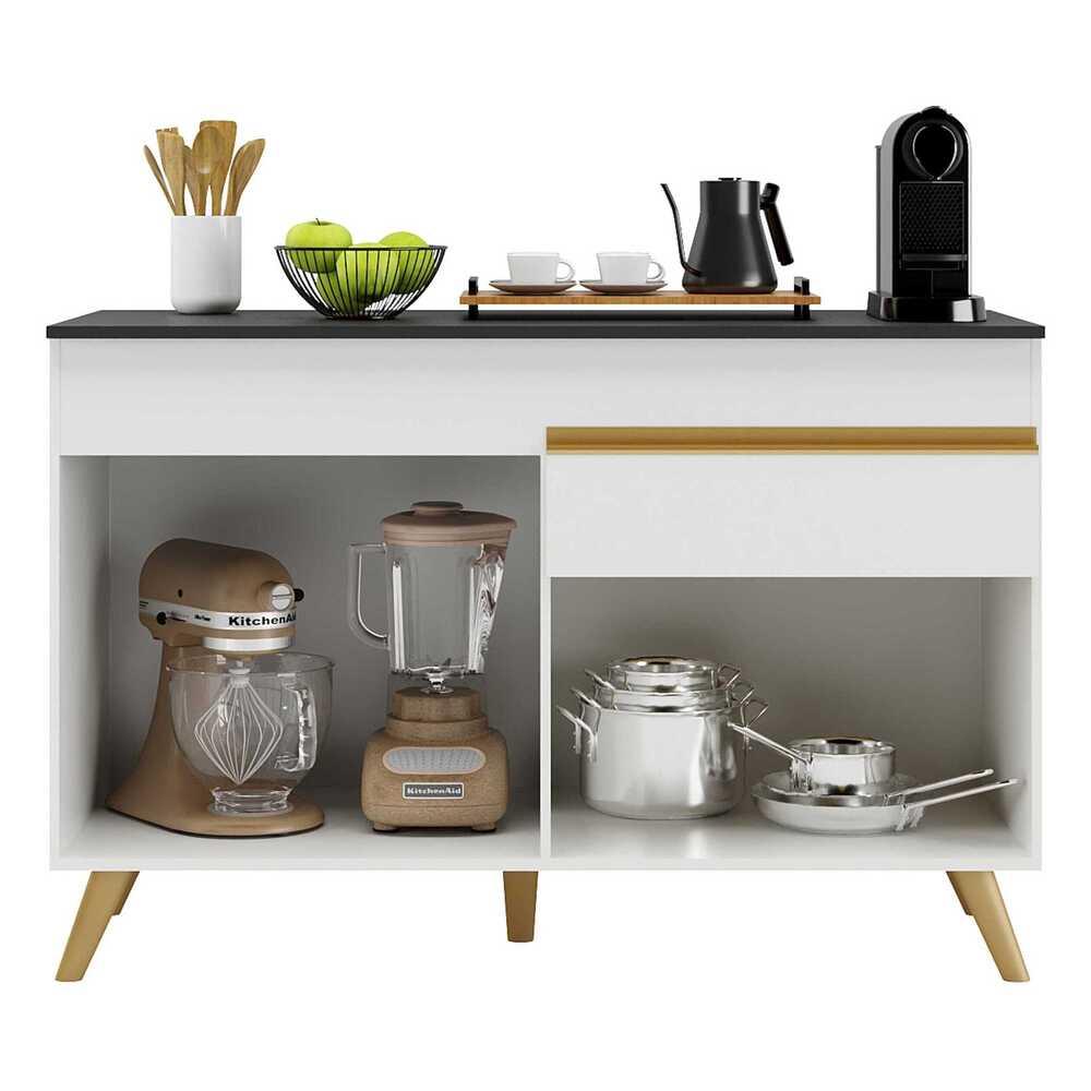 Balcão Cozinha Gabinete Pia 120 cm 2 Portas 1 Gaveta Veneza GW Multimóveis Branco