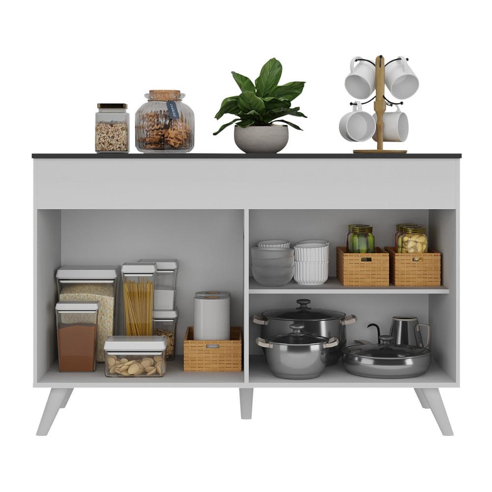 Balcão Cozinha Gabinete Pia 120 cm 2 Portas Veneza Multimóveis MP3738 Branco/Branco