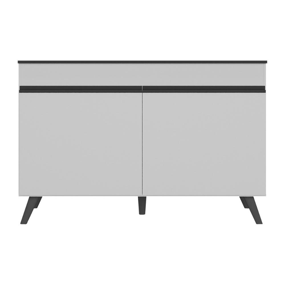 Balcão Cozinha Gabinete Pia 120 cm 2 Portas Veneza Multimóveis MP3738 Branco/Preto