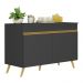 Balcão Cozinha Gabinete Pia 120cm 2 Portas Veneza Multimóveis V3738 Preto/Dourado