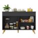 Balcão Cozinha Gabinete Pia 120cm 2 Portas Veneza Multimóveis V3738 Preto/Dourado