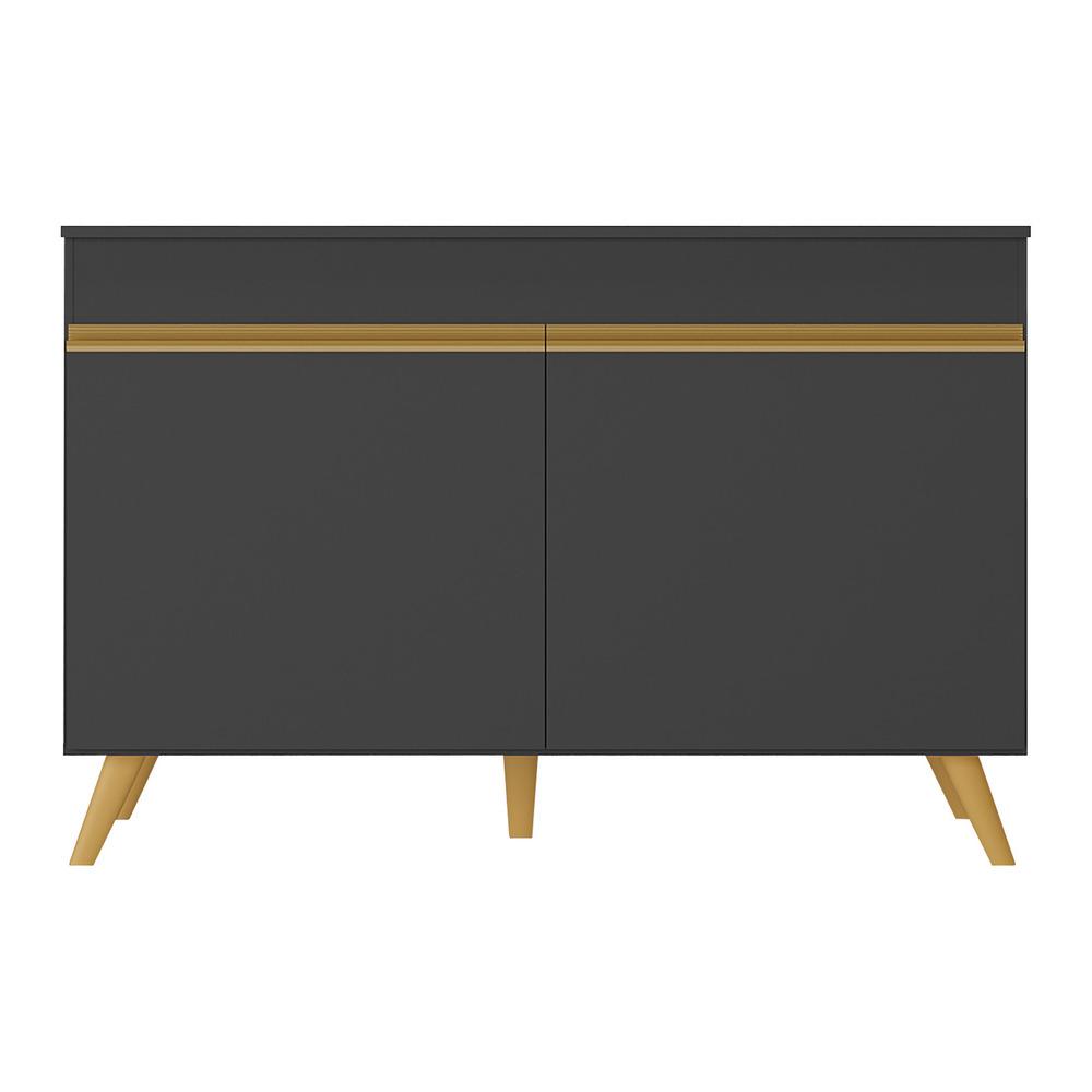Balcão Cozinha Gabinete Pia 120cm 2 Portas Veneza Multimóveis V3738 Preto/Dourado