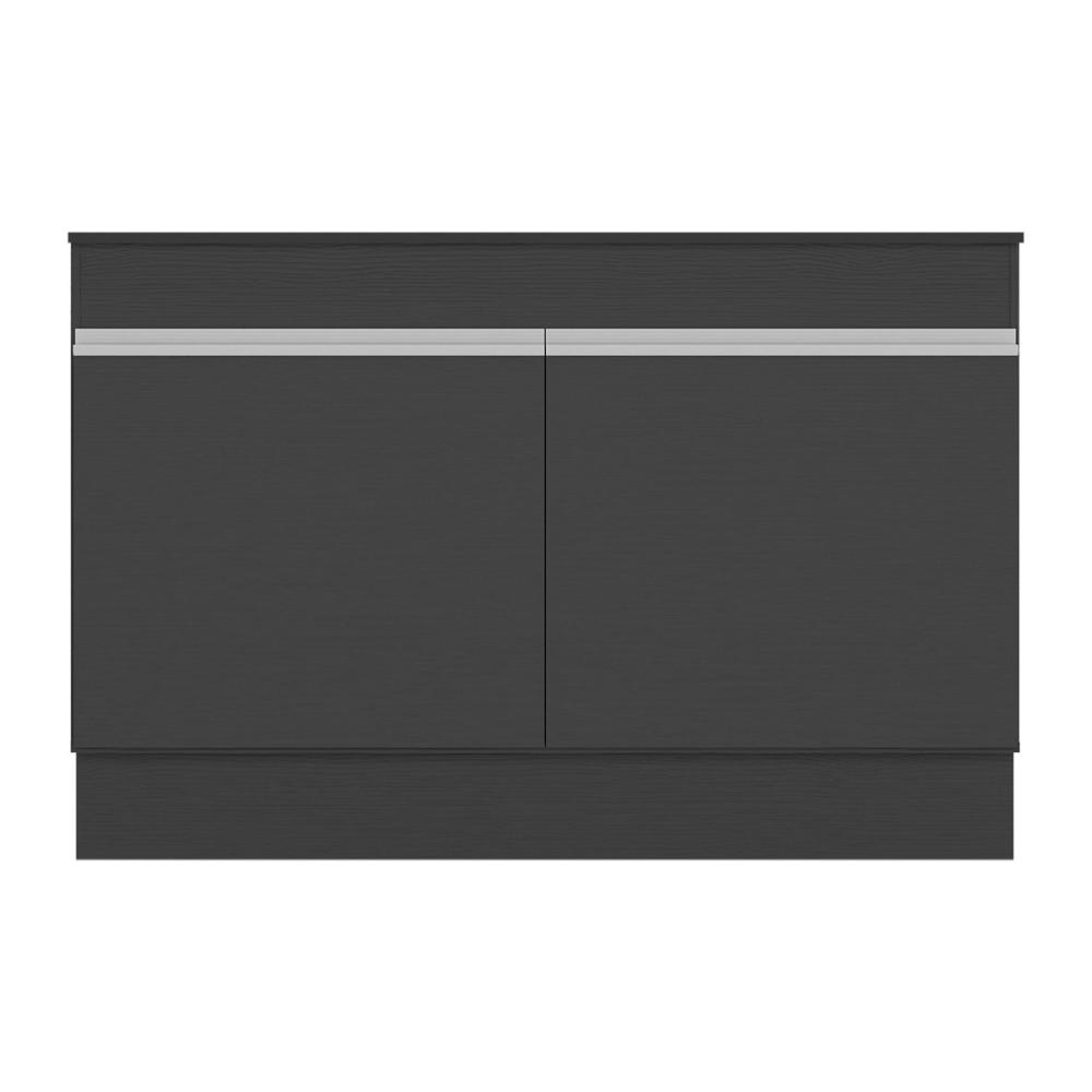 Balcão Cozinha Gabinete Pia 120cm 2 Portas com Rodapé Veneza Multimóveis MP2239 Preto/Branco