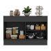 Balcão Cozinha Gabinete Pia 120cm 2 Portas com Rodapé Veneza Multimóveis MP2239 Preto/Dourado