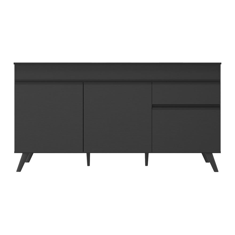 Balcão Cozinha Gabinete Pia 150 cm 3 Portas 1 Gaveta Veneza Multimóveis MP3740.895 Preto