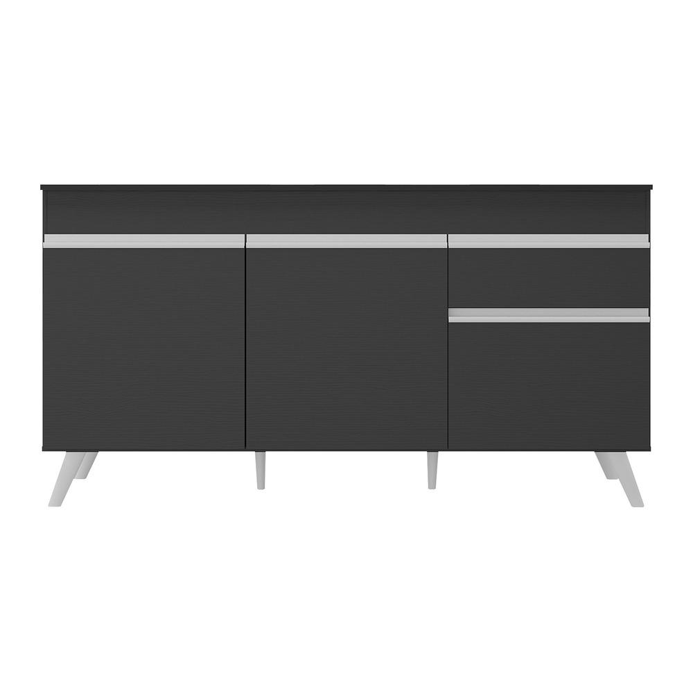 Balcão Cozinha Gabinete Pia 150 cm 3 Portas 1 Gaveta Veneza Multimóveis MP3740.898 Preto/Branco