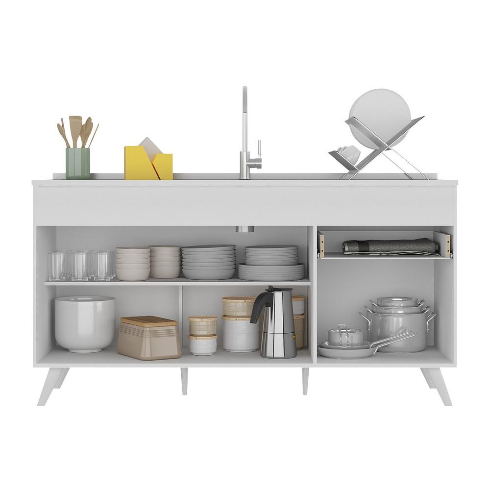 Balcão Cozinha Gabinete Pia 150cm 3 Portas 1 Gaveta Veneza Multimóveis V2072 Branco