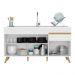 Balcão Cozinha Gabinete Pia 150cm 3 Portas 1 Gaveta Veneza Multimóveis V2072 Branco/Dourado