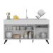 Balcão Cozinha Gabinete Pia 150cm 3 Portas 1 Gaveta Veneza Multimóveis V2072 Branco/Preto
