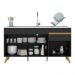 Balcão Cozinha Gabinete Pia 150cm 3 Portas 1 Gaveta Veneza Multimóveis V2072 Preto/Dourado