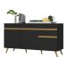 Balcão Cozinha Gabinete Pia 150cm 3 Portas 1 Gaveta Veneza Multimóveis V3740 Preto/Dourado