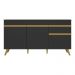 Balcão Cozinha Gabinete Pia 150cm 3 Portas 1 Gaveta Veneza Multimóveis V3740 Preto/Dourado
