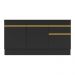 Balcão Cozinha Gabinete Pia 150cm com Rodapé 3 Portas 1 Gaveta Veneza Multimóveis V2115 Preto/Dourado