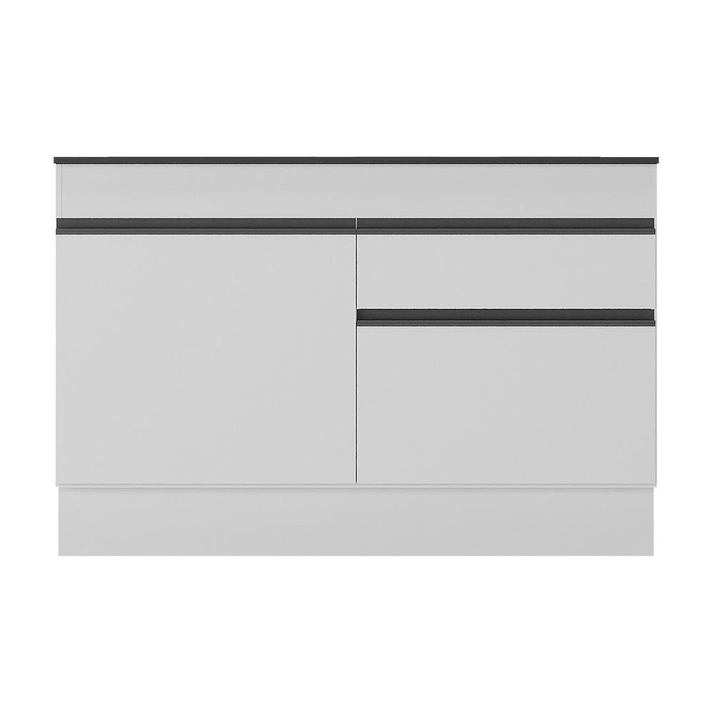 Balcão Cozinha c/ Rodapé Gabinete Pia 120 cm 2 rtas 1 Gav Veneza Multimóveis MP2117.964 Branco/Preto