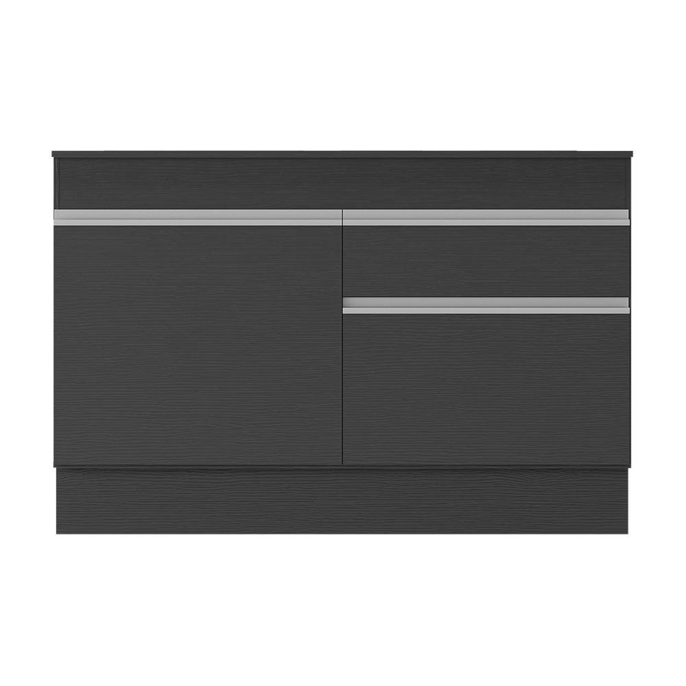 Balcão Cozinha c/ Rodapé Gabinete Pia 120cm 2 Ptas 1 Gav Veneza Multimóveis MP2117.898 Preto/Branco