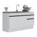 Balcão Cozinha c/ Rodapé Gabinete Pia 150cm 3 Ptas 1 Gav Veneza Multimóveis MP2115.964 Branco/Preto