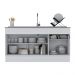 Balcão Cozinha c/ Rodapé Gabinete Pia 150cm 3 Ptas 1 Gav Veneza Multimóveis MP2115.964 Branco/Preto