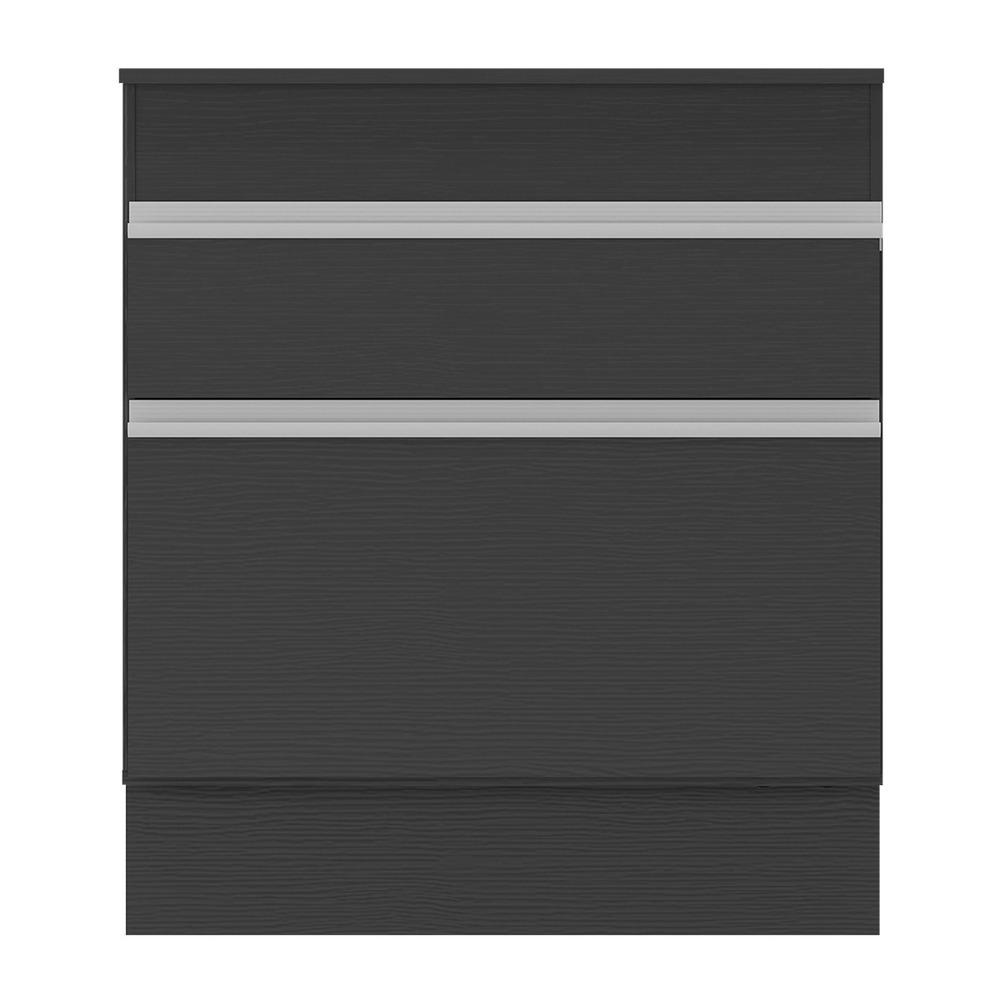 Balcão Cozinha c/ Rodapé para Cooktop 70 cm 1 Porta 1 Gav Veneza Multimóveis MP2118.898 Preto/Branco