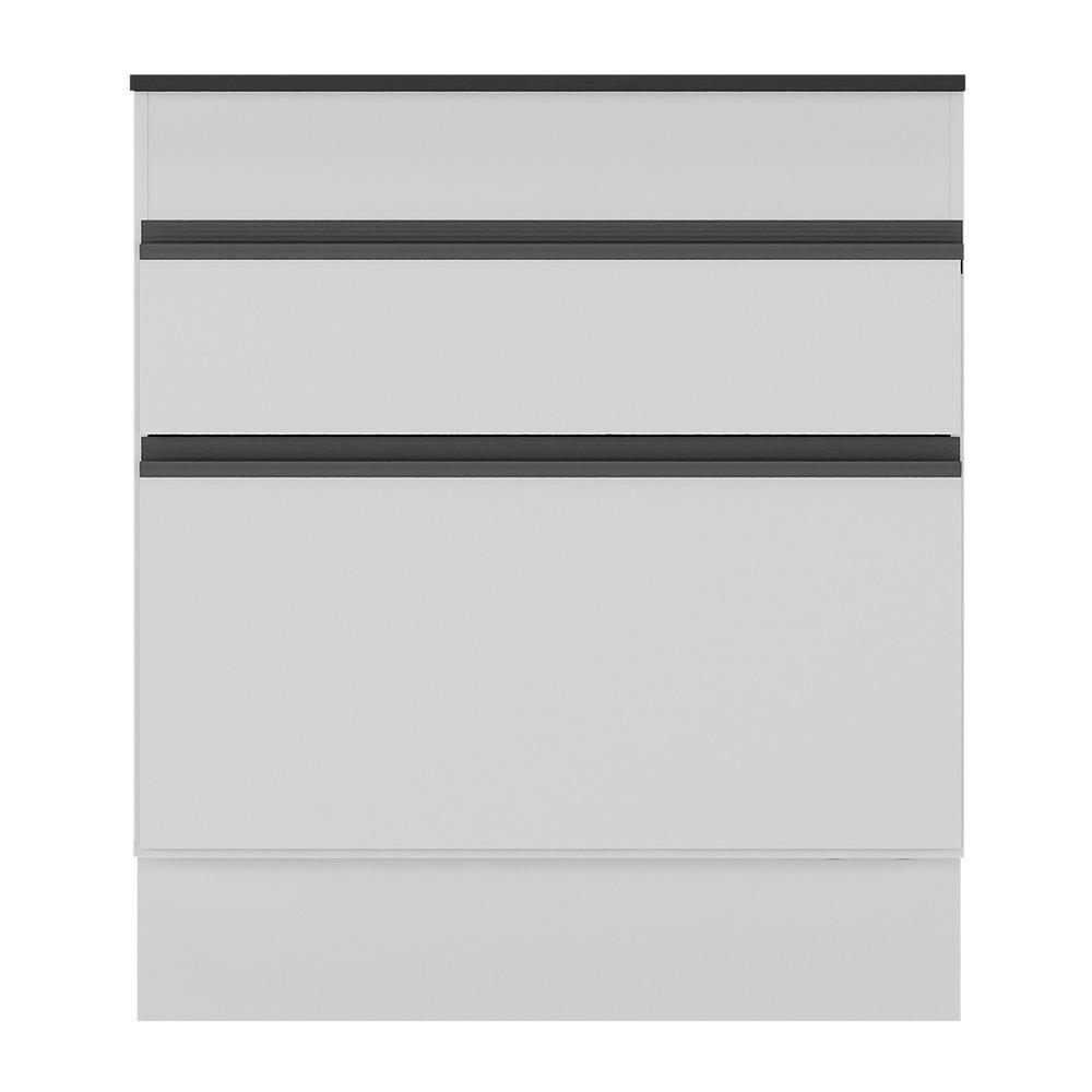 Balcão Cozinha c/ Rodapé para Cooktop 70 cm 1 Porta 1 Gav Veneza Multimóveis MP2118.964 Branco/Preto