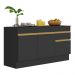 Balcão Cozinha com Rodapé Gabinete Pia 150 cm 3 Portas 1 Gaveta Veneza GB Multimóveis MP2107 Preto