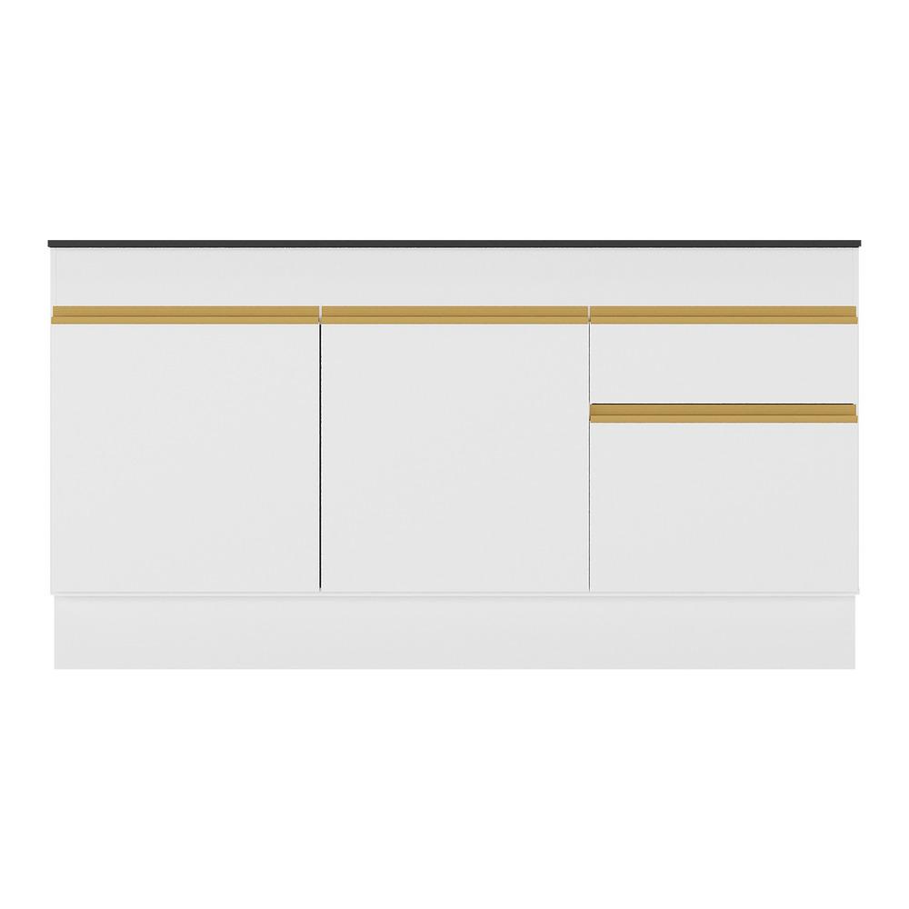 Balcão Cozinha com Rodapé Gabinete Pia 150 cm 3 Portas 1 Gaveta Veneza GW Multimóveis MP2107 Branco