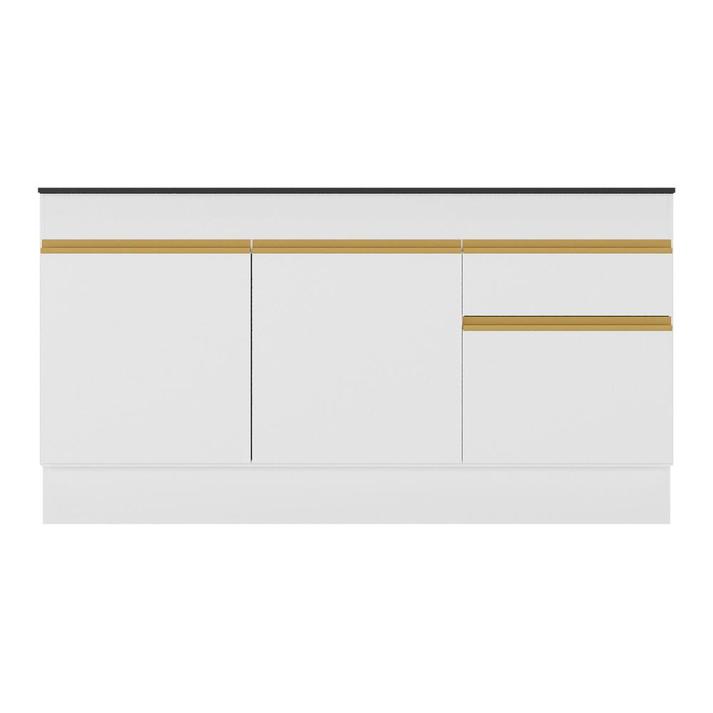 Balcão Cozinha com Rodapé Gabinete Pia 150 cm 3 Portas 1 Gaveta Veneza GW Multimóveis MP2115 Branco
