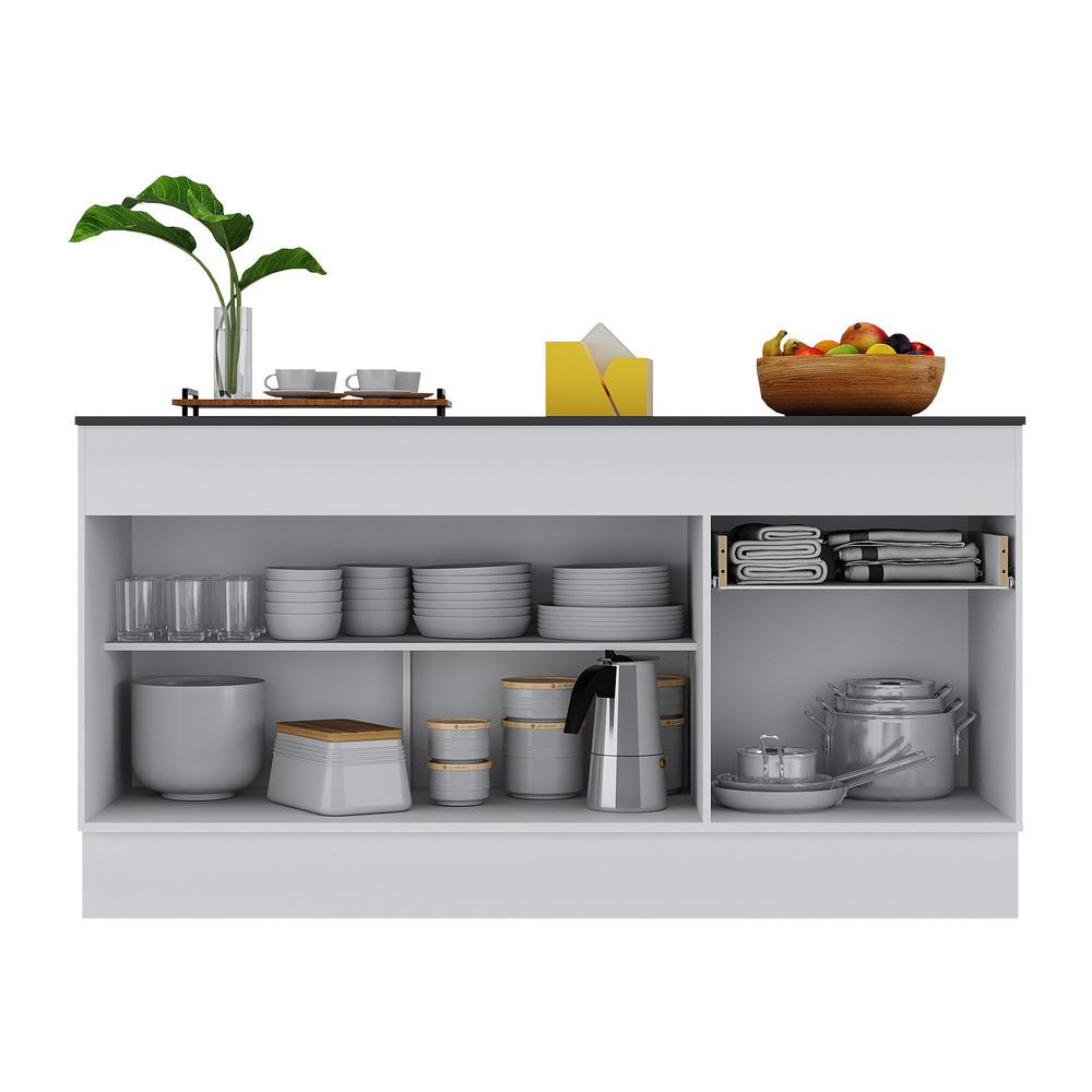 Balcão Cozinha com Rodapé Gabinete Pia 150 cm 3 Portas 1 Gaveta Veneza Multimóveis MP2107.891 Branco