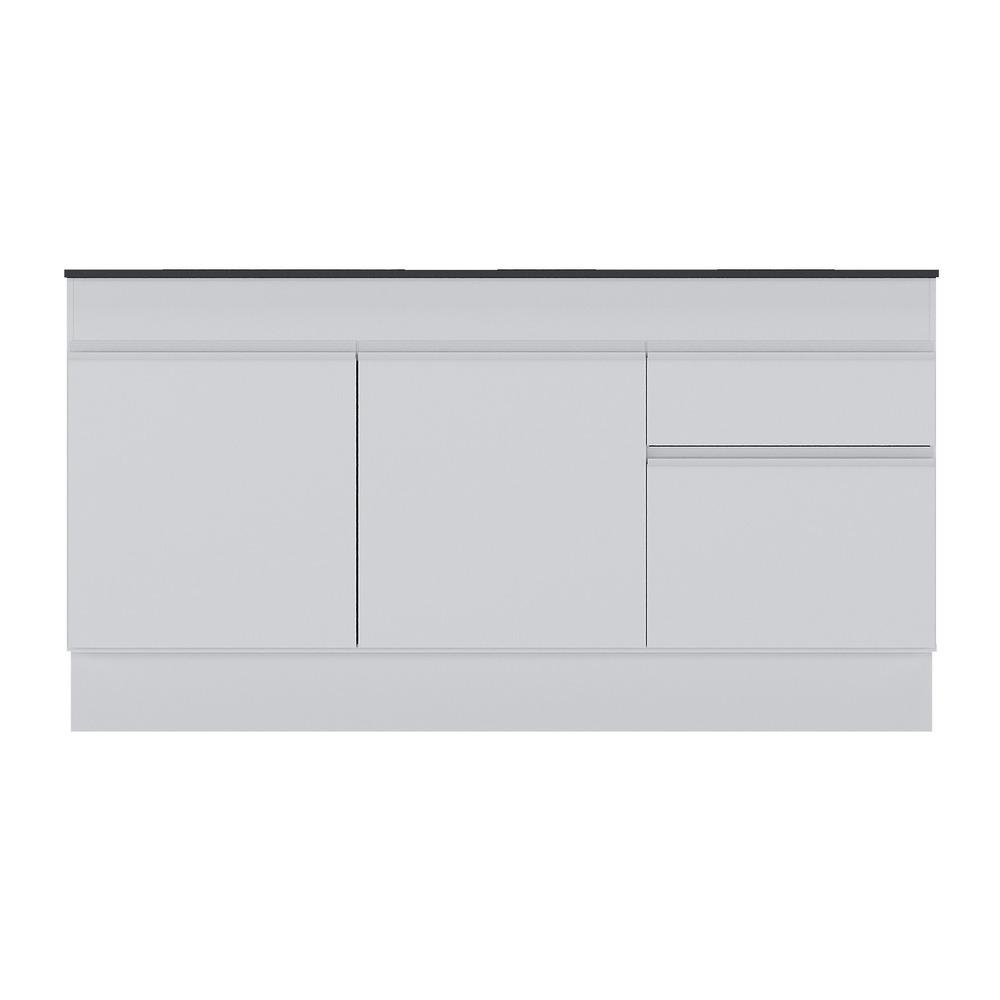Balcão Cozinha com Rodapé Gabinete Pia 150 cm 3 Portas 1 Gaveta Veneza Multimóveis MP2107.891 Branco