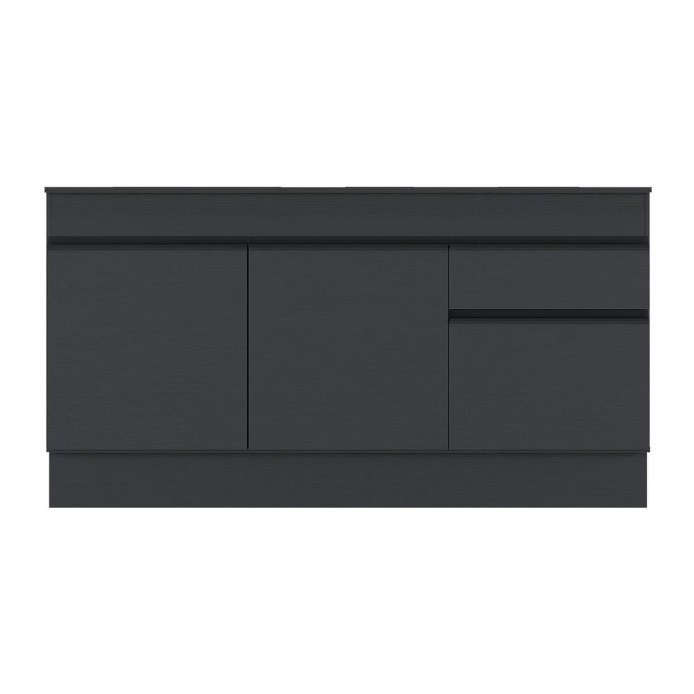 Balcão Cozinha com Rodapé Gabinete Pia 150 cm 3 Portas 1 Gaveta Veneza Multimóveis MP2107.895 Preto