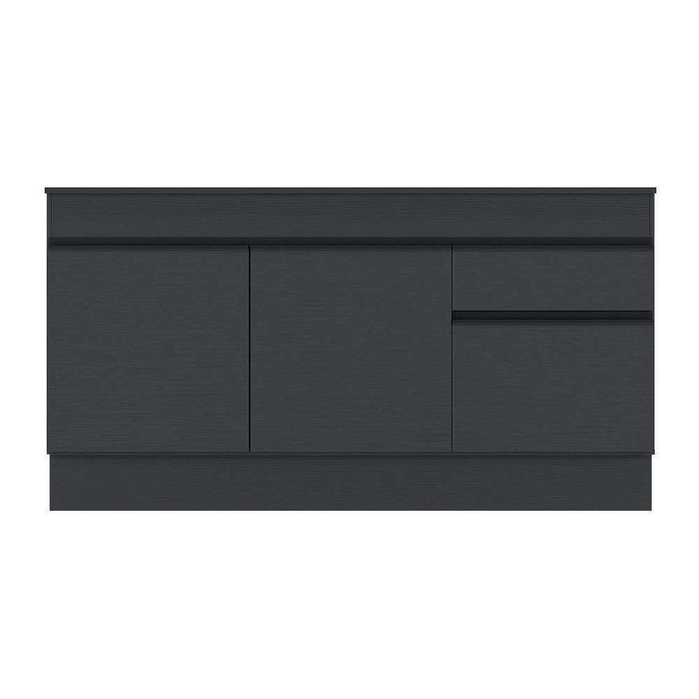 Balcão Cozinha com Rodapé Gabinete Pia 150 cm 3 Portas 1 Gaveta Veneza Multimóveis MP2115.895 Preto