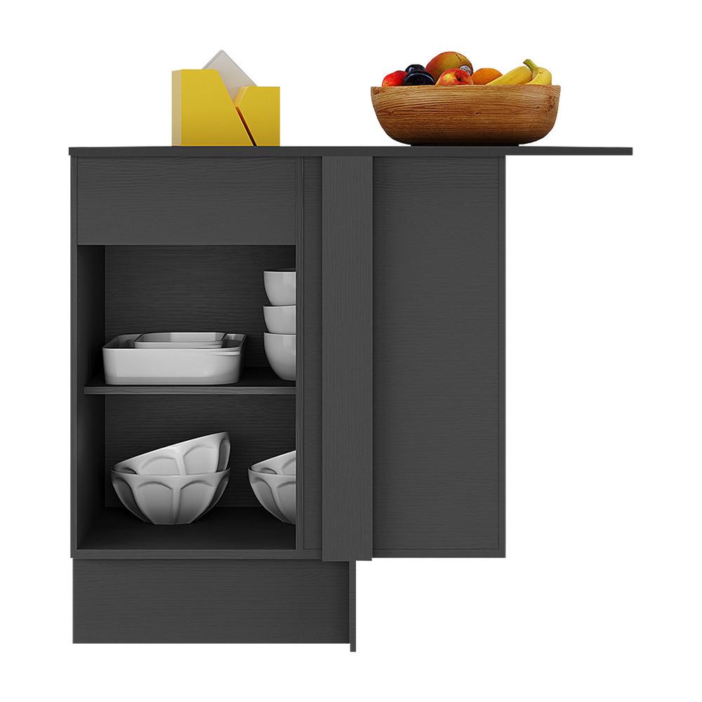 Balcão Cozinha com Rodapé de Canto 1 Porta Veneza Multimóveis MP2120.898 Preto/Branco