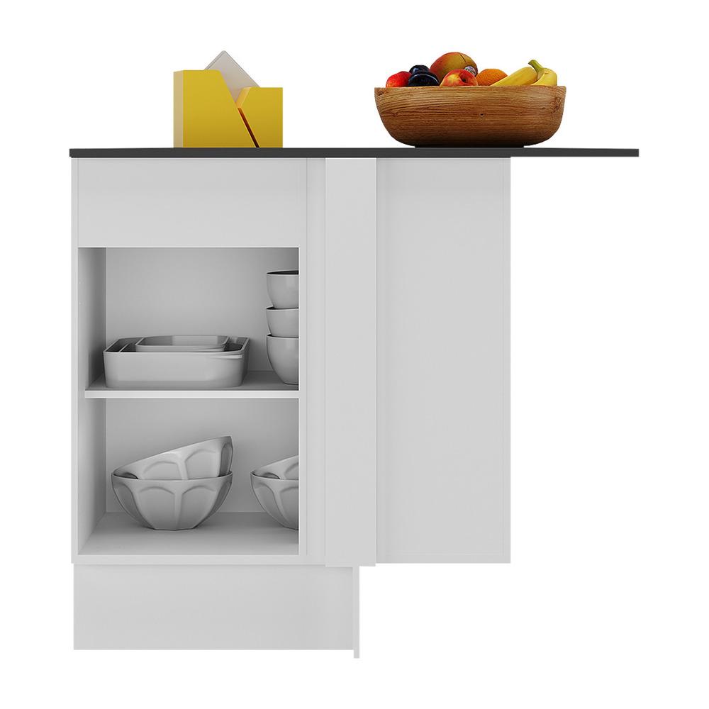 Balcão Cozinha com Rodapé de Canto 1 Porta Veneza Multimóveis MP2120.964 Branco/Preto