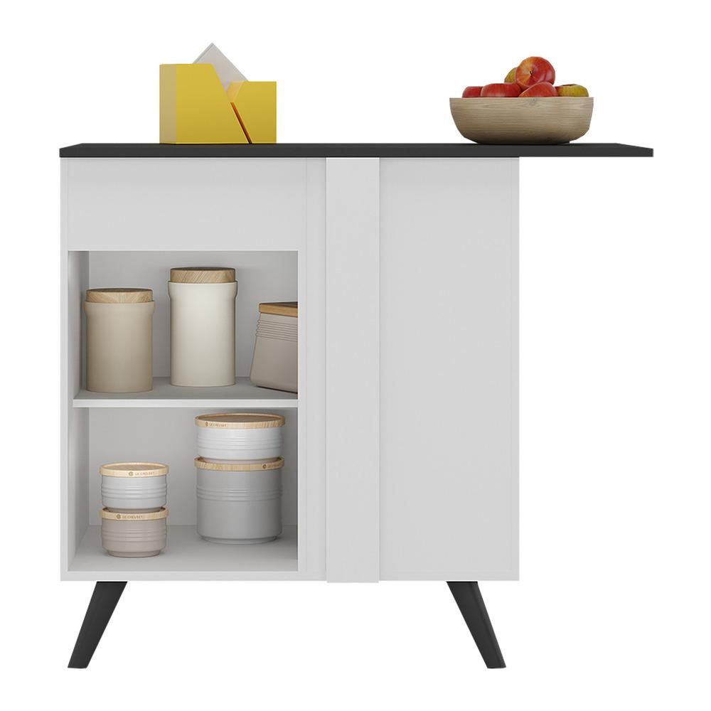 Balcão Cozinha de Canto 1 Porta Veneza Multimóveis MP3743.964 Branco/Preto