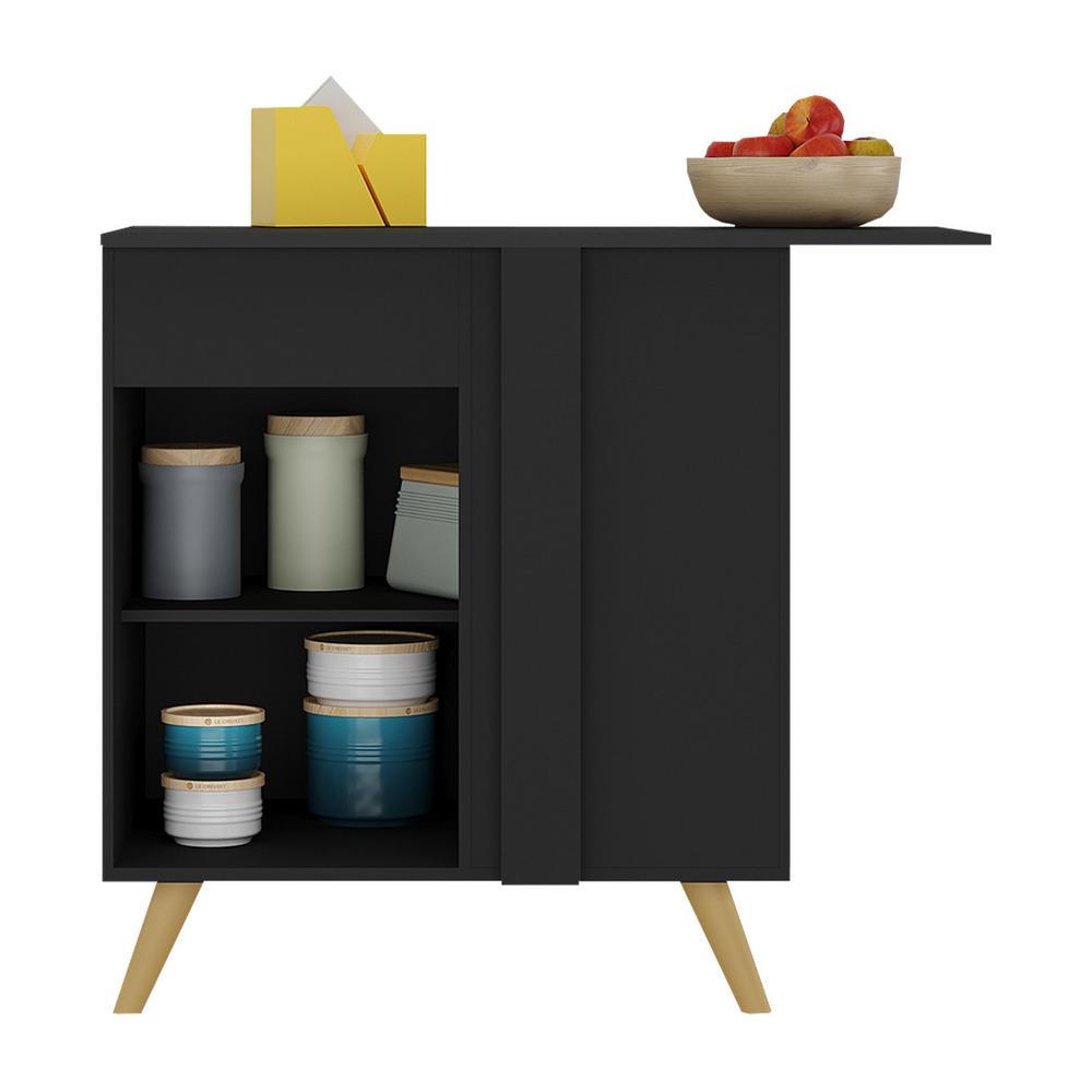 Balcão Cozinha de Canto 1 Porta Veneza Multimóveis V3743 Preto/Dourado