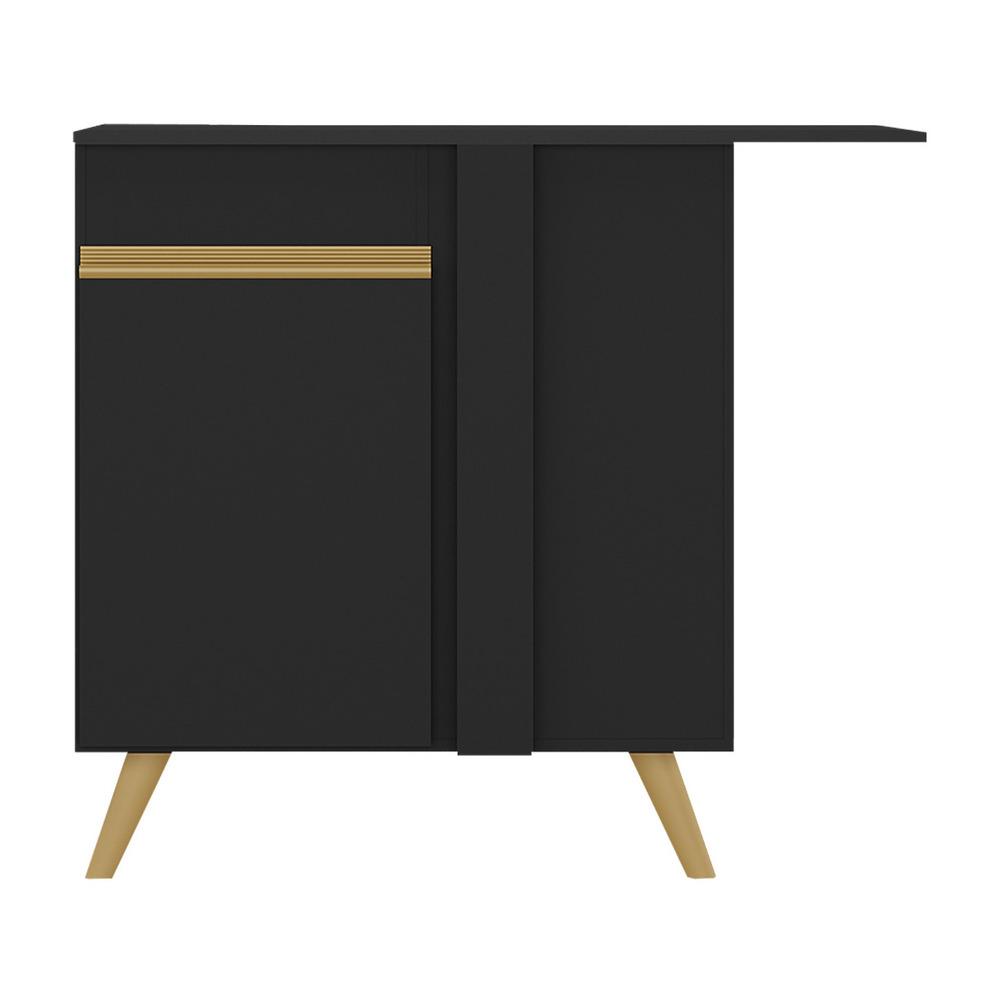 Balcão Cozinha de Canto 1 Porta Veneza Multimóveis V3743 Preto/Dourado