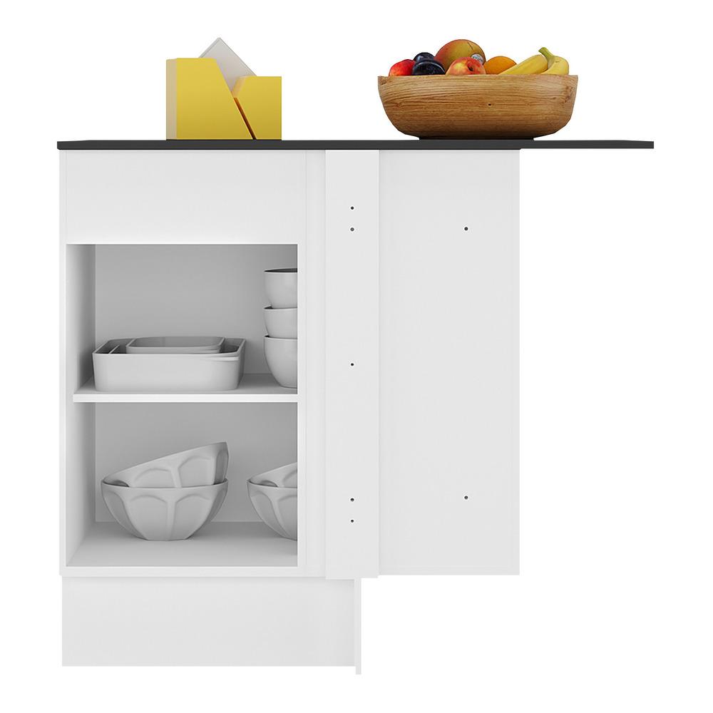 Balcão Cozinha de Canto com Rodapé 1 Porta Veneza Multimóveis V2120 Branco/Dourado
