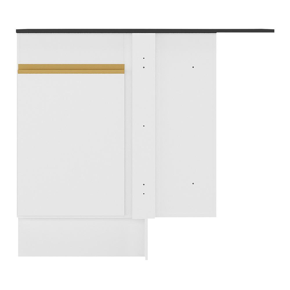 Balcão Cozinha de Canto com Rodapé 1 Porta Veneza Multimóveis V2120 Branco/Dourado