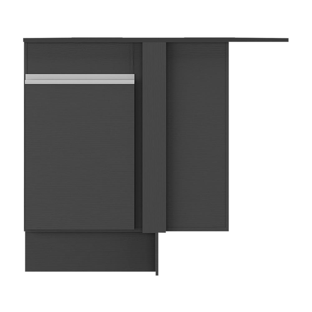 Balcão Cozinha de Canto com Rodapé 1 Porta Veneza Multimóveis V2120 Preto/Branco