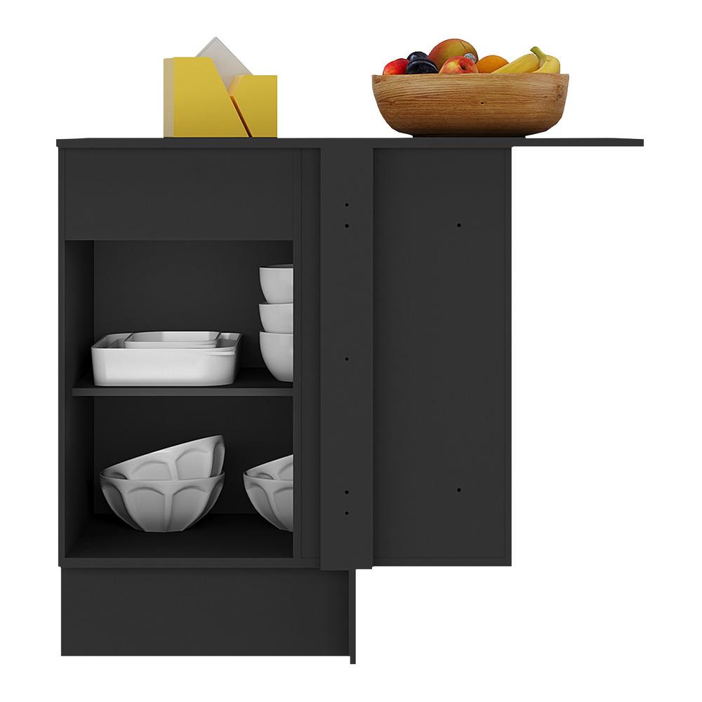Balcão Cozinha de Canto com Rodapé 1 Porta Veneza Multimóveis V2120 Preto/Dourado