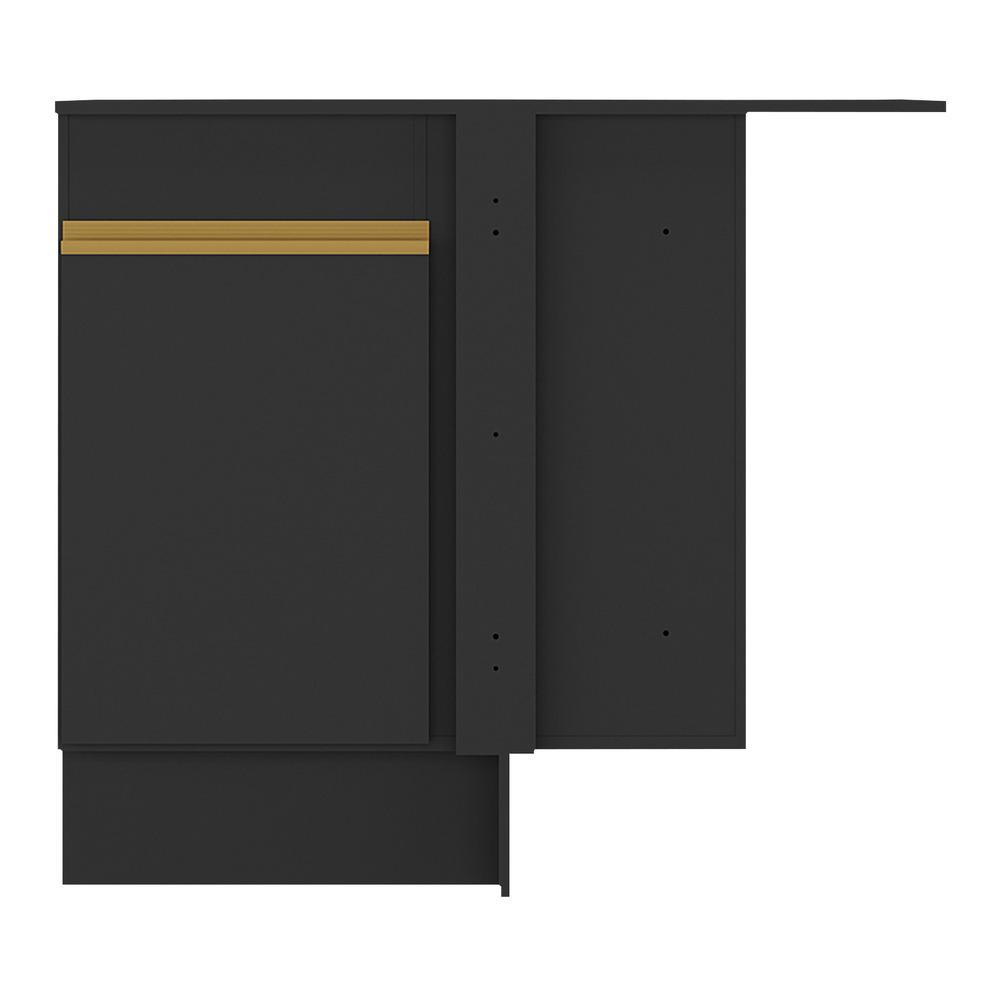Balcão Cozinha de Canto com Rodapé 1 Porta Veneza Multimóveis V2120 Preto/Dourado
