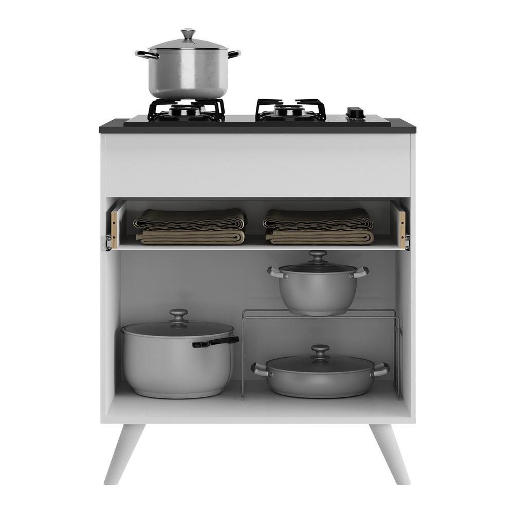 Balcão Cozinha para Cooktop 70cm 1 Porta 1 Gaveta Veneza Multimóveis V3706 Branco